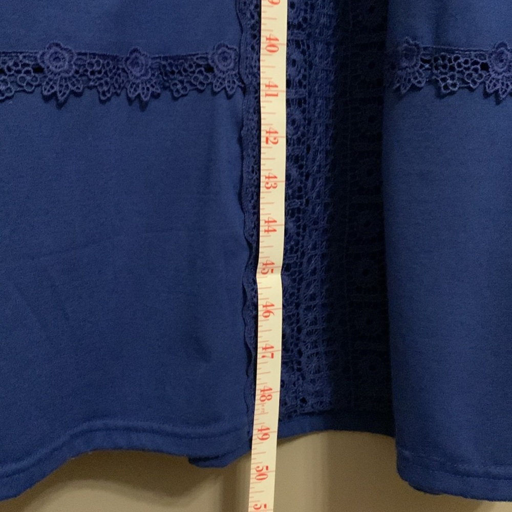 Shinestar Royal Blue Bohemian Eyelet Lace Strapless Lined Maxi Dress Size Small - Picture 4 of 6
